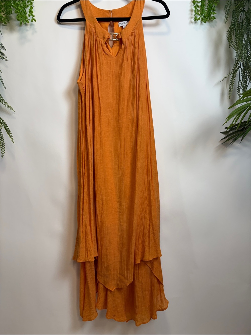 Luxology Orange High-Low Maxi Dress